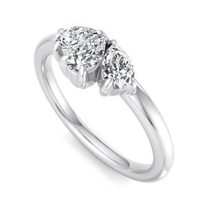 Anillo de lujo de oro rosa con tres diamantes talla pera, banda minimalista en forma de abanico, joyería de moda, regalo para mujer - Product Image 2