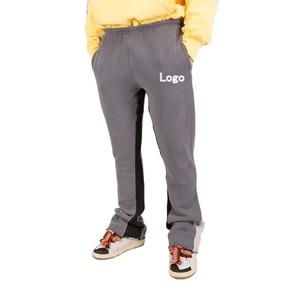 Buy Men's Custom High Quality Casual Flared Jogger Track Pants Patchwork Elastic Waistband Mens Stacked Flare Sweatpants for Men - Product Image 1