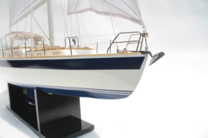HALLBERG RASSY 62 Handcrafted Wooden Sailing Boat Model Nautical European Style for Freestanding Home Decor Antique - Product Image 5