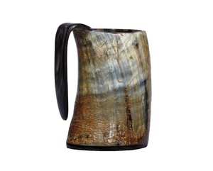 Tasse en verre Viking artisanale corne de buffle décoration de style animal cadeau de Noël poli pour bière vin Ale SHAN INDE - Product Image 1