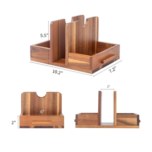 Support de serviettes en bois d'acacia en gros avec fonction de rangement pour organiser les salières et poivrières - Product Image 2