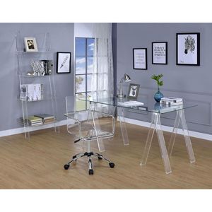 Clear and Chrome Acrylic Office <b>Chair</b> with Casters Modern Executive <b>Chair</b> for Comfort and <b>Mobility</b> - Product Image 5