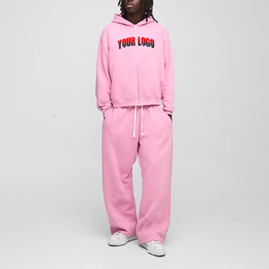 Conjunto de Sudadera con Capucha y Pantalones Deportivos de Algodón Transpirable para Hombre, Talla Grande, Personalizado al por Mayor, con Cremallera y Logotipo Impreso - Product Image 4