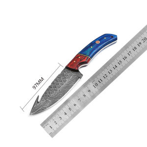 Cuchillo Bowie de Acero de Damasco Hecho a Mano con Borde Dentado, Funda de Madera Personalizable, Compatible con OEM, Hoja Fija, Garantía de 3 Años, para Exteriores - Product Image 4