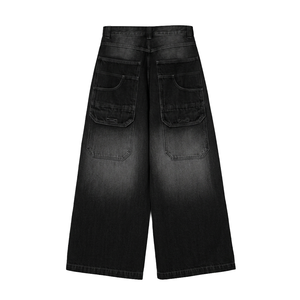 กางเกงยีนส์คาร์โก้ทรงหลวมขาบานสีน้ำเงินซีดแบบโอเวอร์ไซส์หลายกระเป๋าสำหรับผู้ชาย - Product Image 6