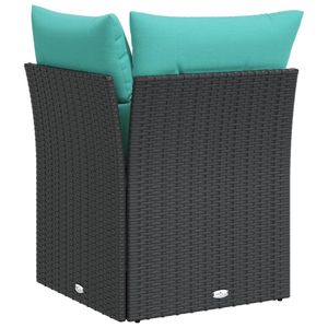 Canapé de jardin compact en rotin PE noir et acier thermolaqué avec mobilier d'extérieur durable en polyester - Product Image 6