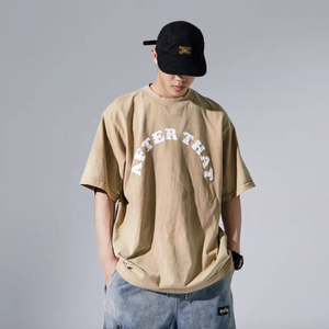 Hip Hop Men's 100% Cotton Heavyweight Cropped Dropped Shoulder Short Sleeve Solid Pattern <b>Oversized</b> <b>Plain</b> <b>T</b>-<b>shirt</b> Long Knitted - Product Image 4