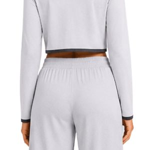 Manufacturer Light Gray And Charcoal Women Long Sleeve <b>Crop</b> <b>Pajama</b> Set Soft Cotton Knit Button Front Wide Leg Lounge Sleepwear - Product Image 5