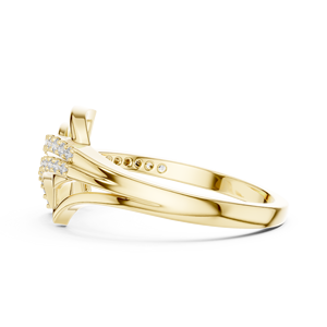 Bague Diamant Tourbillon Céleste, Bague Dorée Majestueuse à Motif Déroulé, Bague Diamant Tourbillon Enchanté, Bague Diamant Vague Filigrane Royale - Product Image 3