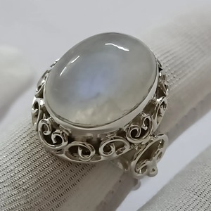 Blue Fire Rainbow Moonstone <b>Ring</b> 925 Sterling <b>Silver</b> Handmade <b>Statement</b> Promise <b>Ring</b> for Women Boho Oval June Birthstone Jewelry - Product Image 3