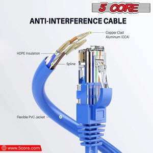5Core Cat 6 Ethernet <b>Cable</b> Long Computer Internet <b>Cables</b> <b>WiFi</b> RJ45 Cord for Gaming - Product Image 6