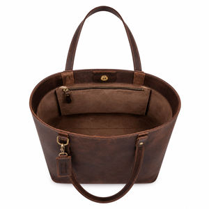 Bolso Tote de Cuero Genuino Vintage para Mujer, Estilo Veraniego, Color Café, Gran Capacidad, con Bolsillo Interior - Product Image 2
