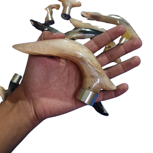 ด้ามจับไม้เท้าทำมือจากเขาควาย ด้ามจับทำจากเขาแกะธรรมชาติ อุปกรณ์เสริมที่มีสไตล์สำหรับไม้เท้าไม้ ผลิตโดย BLOSSOM CRAFT INDIA - Product Image 6