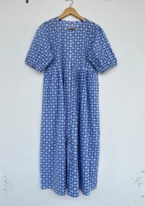Vestido Camisero Largo de Algodón con Estampado de Corazones Azules, Cierre de Botones al Frente, Manga Corta, Vestido Casual de Verano para Vacaciones, Atuendo Femenino - Product Image 4