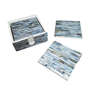 Posavasos de estilo costero de nácar con soporte, posavasos decorativos de concha de capiz para mesa de café, de Vietnam - Product Image 1