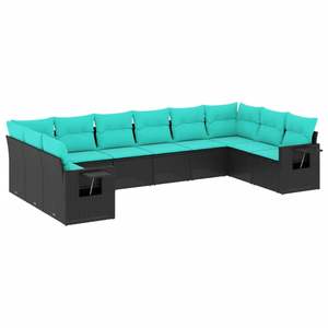 Ensemble de canapés de patio noir et bleu pour la collection de meubles de jardin d'extérieur - Product Image 2