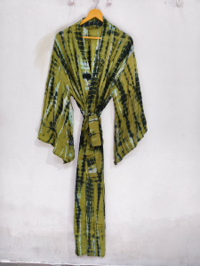 Robe longue kimono en soie Bridel, patchwork, pour couvrir le bikini, vêtement de nuit, kimono en sari indien vintage recyclé fait main - Product Image 6