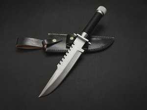 Cuchillo de Comando con Hoja de Punta Caída, Borde Dentado de Acero Inoxidable, Mango de Goma, Grado Industrial, Grosor de 0.6mm - Product Image 5