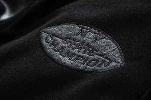 Veste varsity noire pour homme, manches en cuir PU, col rabattu, fermeture éclair sur le devant, vêtement décontracté pour l'automne - Product Image 3