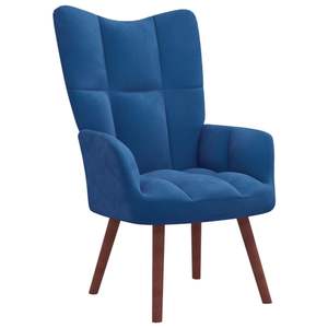Sillón Relajante Azul Terciopelo 100% Poliéster Madera de Caucho Sólido Acero para Sala de Estar - Product Image 2