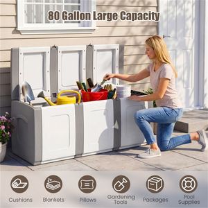 80 Gallon Extra <b>Large</b> Deck <b>Storage</b> <b>Box</b> Waterproof Gray PP with <b>Lockable</b> Lid for Outdoor Deck <b>Storage</b> - Product Image 6