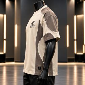 Men's <b>Raglan</b> <b>Sleeve</b> <b>T</b>-<b>Shirt</b> O-Neck Breathable Cotton Jersey Oversized Fit Quick Dry 220g Front Logo Printed - Product Image 3