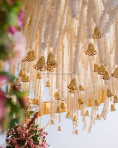 พวงมาลาดอกมะลิสีขาวพร้อมกระดิ่งพวงมาลาประดับงานแต่งงานของอินเดียตกแต่งบ้านวัดสำหรับเทศกาลปาร์ตี้ฉากหลัง - Product Image 5