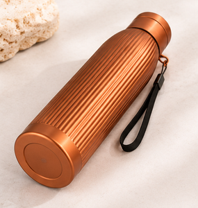 Copper <b>Thermos</b> <b>Bottle</b> With Handle Minimalist Design Portable Travel Use - Product Image 3