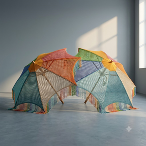 Hamac suspendu en crochet de coton arc-en-ciel JNC avec structure en bois de 3 m pour l'extérieur - Product Image 2