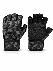 Gants de musculation unisexes en cuir à demi-doigts avec logo personnalisé, antidérapants, respirants, fermeture rapide, pour la gym, le fitness et la musculation - Product Image 1