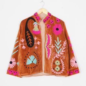Wholesale Handmade Embroidered Velvet Suzani Boho Quilted Cotton Breathable <b>Jackets</b> Bulk Clothing Custom - Product Image 6