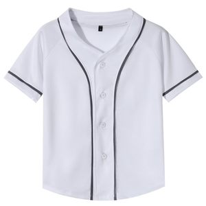 White <b>Baseball</b> Jersey Short Sleeve Button Front Unisex Breathable Polyester Adult Sport Shirt Soft Feel - Product Image 1