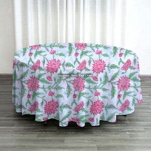 Cotton Hand Block Printed Home and Party Use <b>Round</b> <b>Table</b> <b>Cloths</b> Decorative Floral Indian Cotton Canvas Hand Block Printed <b>Round</b> - Product Image 3