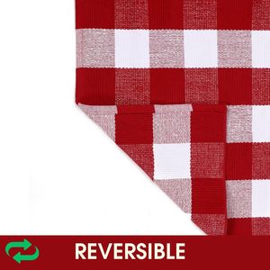 Tappeto Natalizio in Cotone Intrecciato a Mano 28 x 43 Pollici, Rosso e Bianco a Quadri, per Esterni, Tappetino Stratificato per Porta d'Ingresso e Veranda - Product Image 2