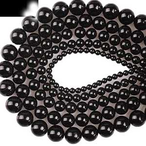 Ónix Negro Natural de Primera Calidad, Cuentas Sueltas Lisas para Joyería, Fabricación de Pulseras y Collares, Gemas Zubeda, Color Rajasthan - Product Image 5