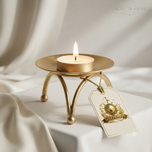 Support de bougie de table en métal, style rustique, en laiton, pour bougies chauffe-plat, centre de table de fête, bougie d'intérieur, vente en gros - Product Image 3