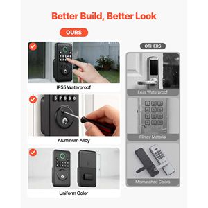 Pioneering Easy Grip Design Keyless Entry Electronic Deadbolt Customizable User Codes Keyed Auto <b>Lock</b> for Wood Door - Product Image 5