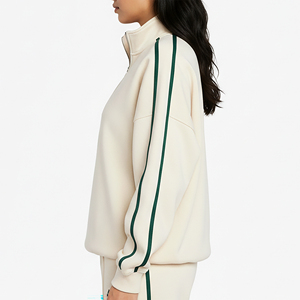 Sweat-shirt oversize pour femme en molleton 100% coton, avec fermeture éclair quart, grande taille, tendance, prix de gros abordable - Product Image 5