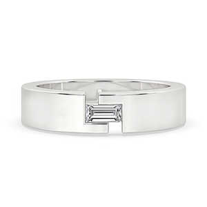 Trendy 0.2 Carat Moissanite Baguette Cut Wedding Band 925 Sterling Silver Anniversary Engagement <b>Ring</b> Dainty Gift <b>for</b> <b>Men</b> Unisex - Product Image 1
