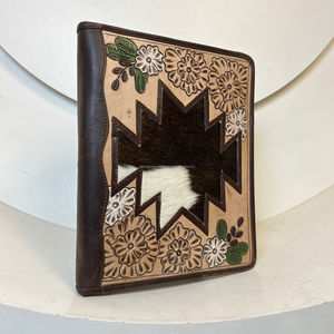 Portafolio de cuero con cremallera labrado a mano al por mayor, carpetas de archivos con clip, A4 carpeta de documentos, carpeta multifunción, carpetas de archivos - Product Image 4