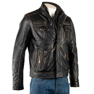 Biker Style <b>Men</b> <b>Leather</b> <b>Jacket</b> OEM Real Genuine <b>Leather</b> Wholesale Outerwear Motorcycle Clothing <b>Leather</b> <b>Jacket</b> - Product Image 1