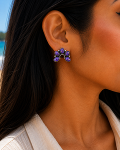 Pendientes de Plata con Turquesa y Cobre Púrpura, Joyería Boho del Suroeste Hecha a Mano para Mujer, Pendientes de Diseño, Regalo de Joyería - Product Image 4
