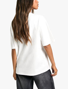 Wholesale White Women's Oversized T-<b>Shirt</b> With <b>Flame</b> Graphic Print Crew Neck Short Sleeve Casual Top - Product Image 3