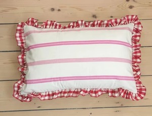 Red Checkered Ruffle <b>Pillow</b> Cover Rectangle Vintage Style Envelop Closure Home Decor Cushion <b>Case</b> - Product Image 4
