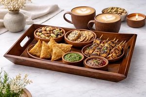 Private Branding Decorative Wooden Serving Tray With <b>Rustic</b> Style For <b>Coffee</b> <b>Table</b> And Dining Room Decoration - Product Image 2