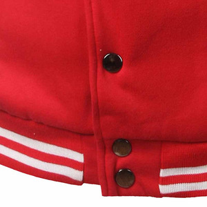 Red and <b>White</b> Varsity <b>Jacket</b> <b>Men</b> College Baseball Bomber Custom Logo Cotton Fleece Letterman Streetwear Coat - Product Image 6