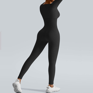 private label stretch performance <b>jumpsuit</b> women bulk order breathable <b>workout</b> <b>jumpsuit</b> women supplier custom branding - Product Image 2
