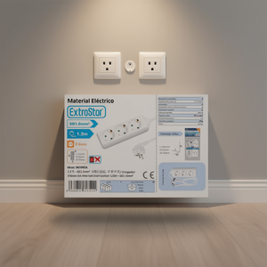 Enchufe de 3 orificios ALARGADOR 3 BASES CON CABLE 1.5M-3G1.0MM Producto de Seguridad Eléctrica - Product Image 3