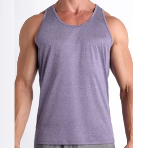 Best Sale Men's Slim Fit Tank Top High Quality Breathable Eco-Friendly Quick Dry Fitness Wear Customized <b>Logo</b> Knitted Casual Low - Product Image 3