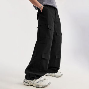 กางเกงคาร์โก้ทรงตรงผ้าลายสก็อตคุณภาพสูงสำหรับผู้ชาย แปดกระเป๋า กางเกงจ็อกเกอร์ขากว้างรูดเชือก กางเกงทรงหลวม - Product Image 6